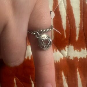 Vintage Sterling Silver Star of David Charm Ring